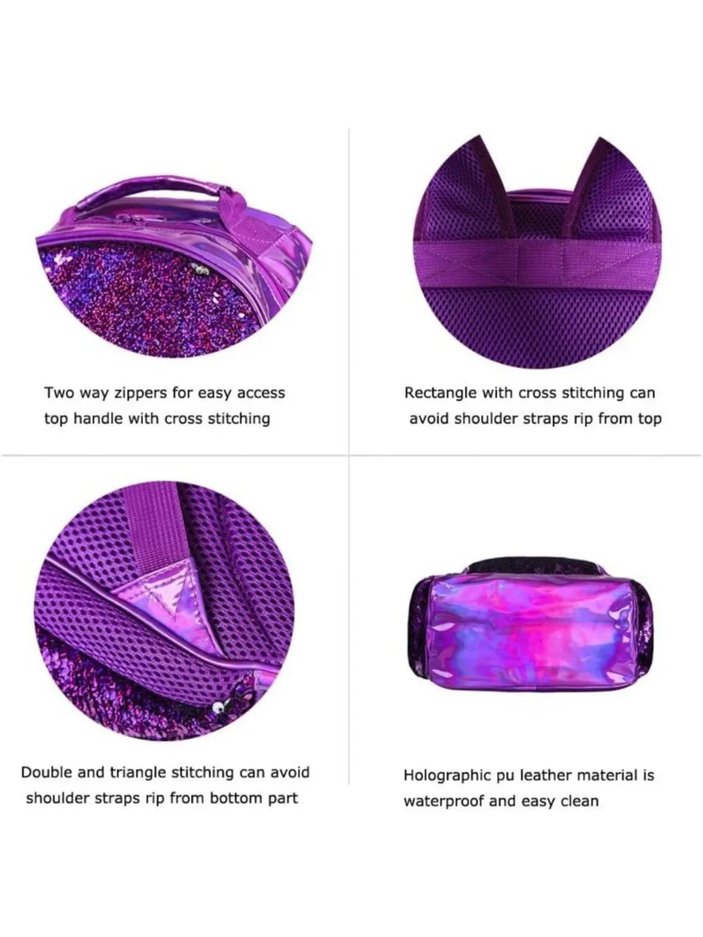 Holographic Sequin Backpack for Girls | Flip Sequin School Bookbag for Kids